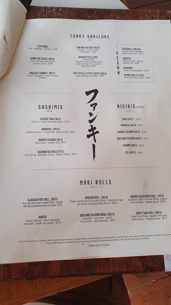 Funky Geisha Asian Restaurant In Cancun Menu Photo 5