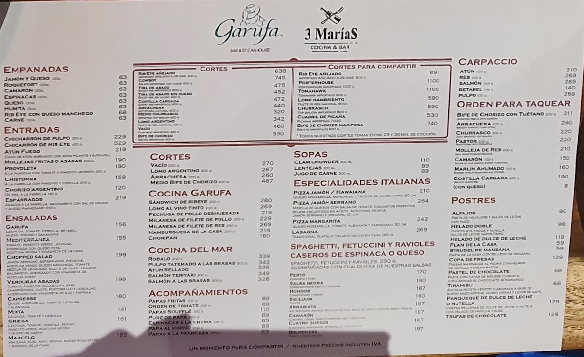 Garufa San Miguel De Allende Menu