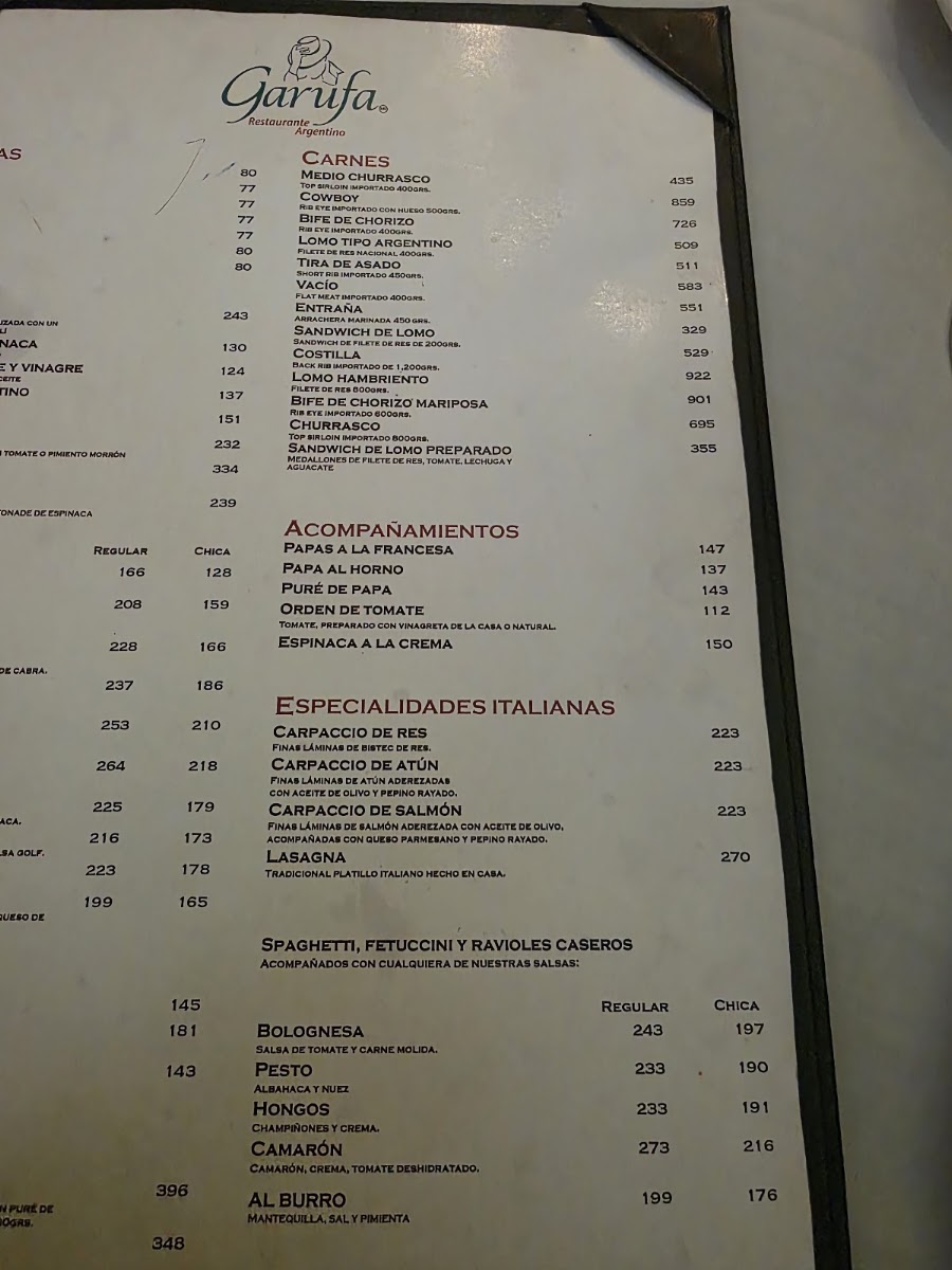Garufa Menu