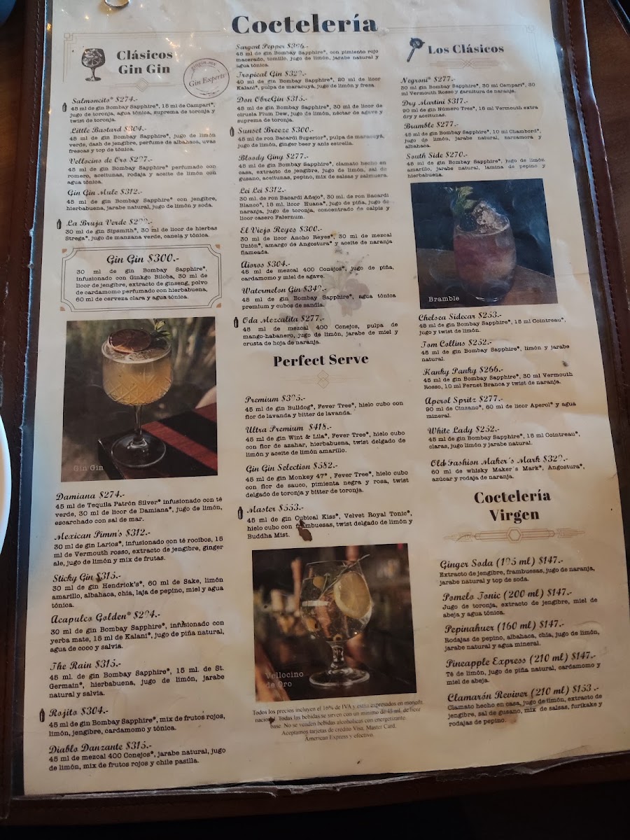 Gin Gin Alvaro Obregon Menu