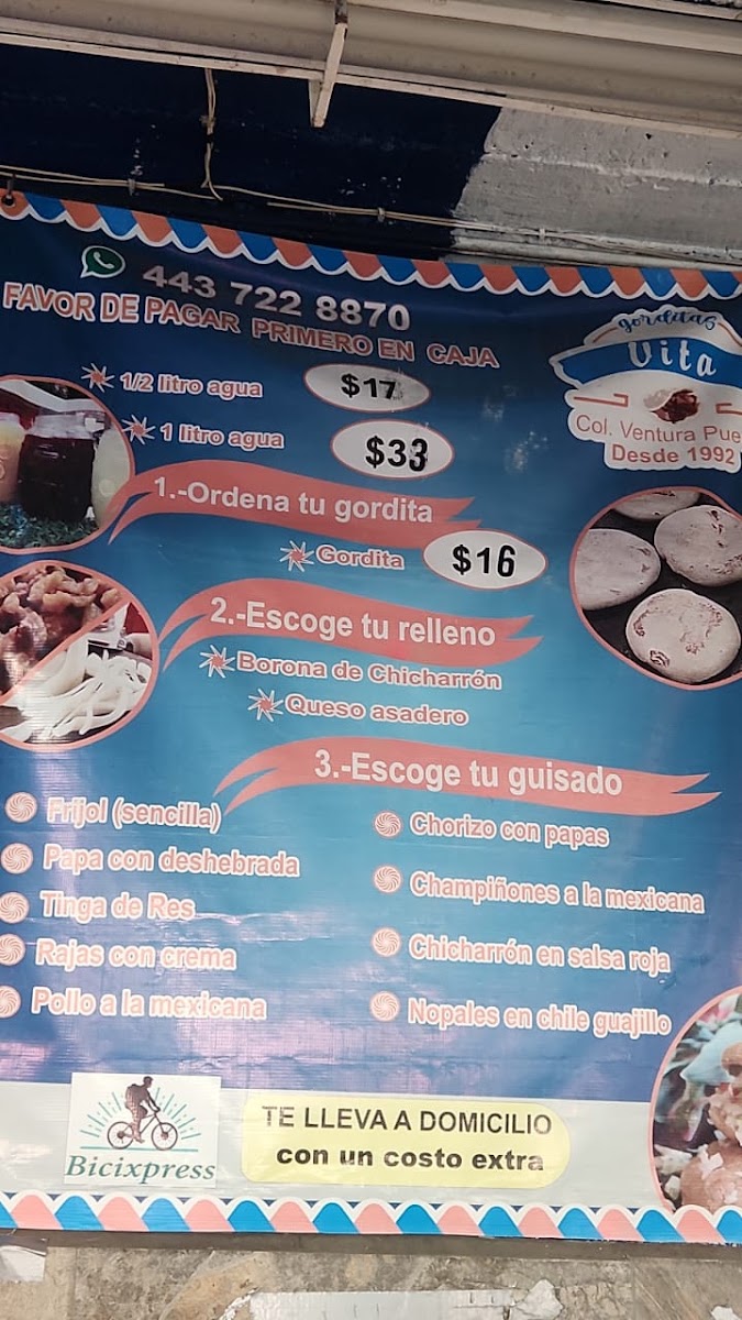 Gorditas De Vita Menu