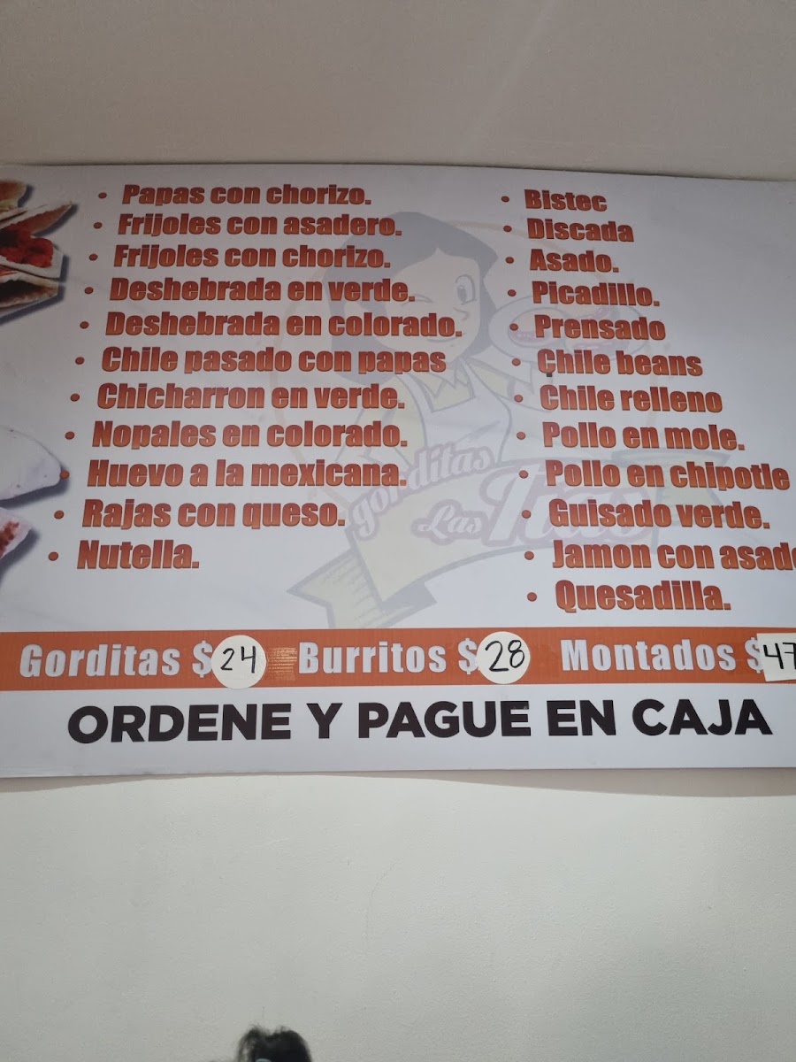 Gorditas Las Tias Menu