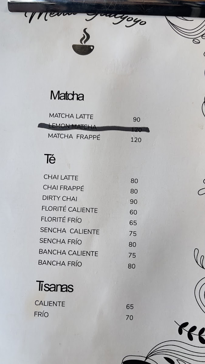 Guayoyo Café Menu