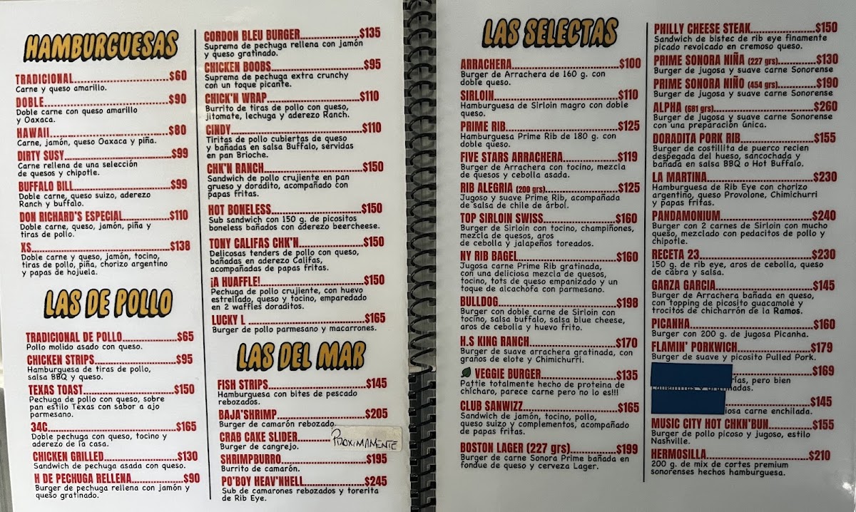 Hamburguesas Lucky Paul's Menu