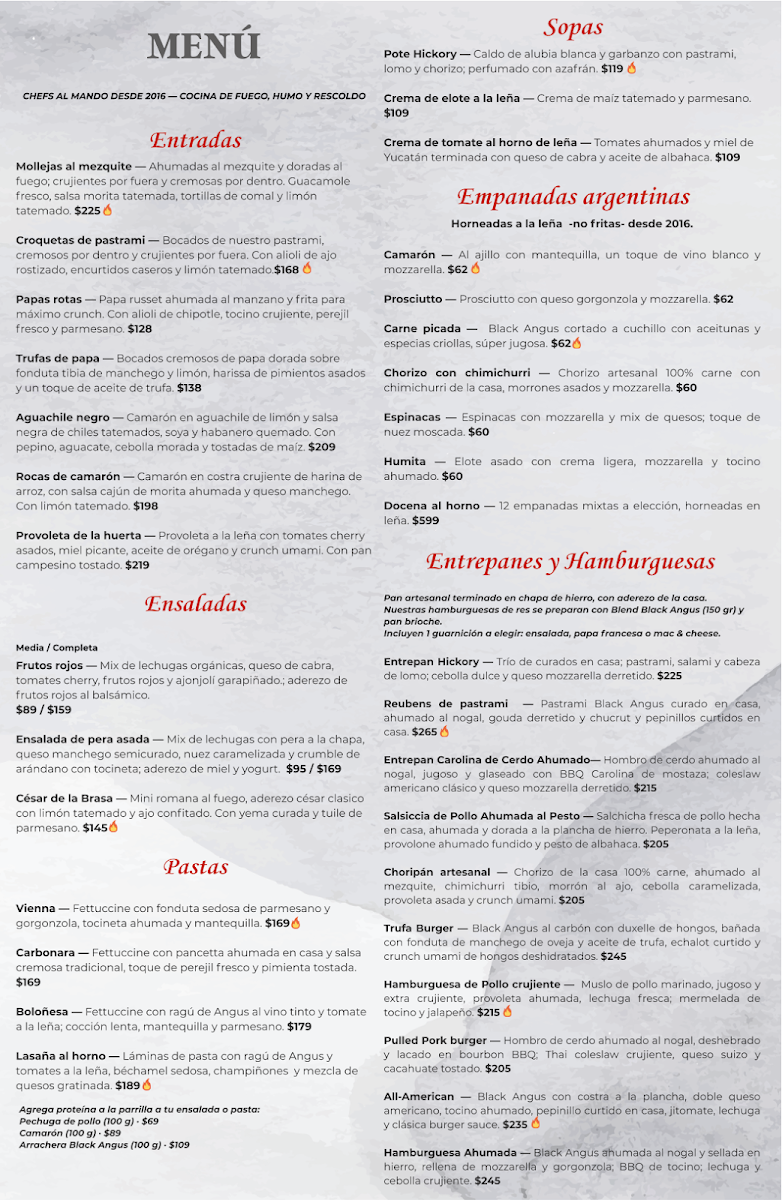 Hickory Morelia Menu