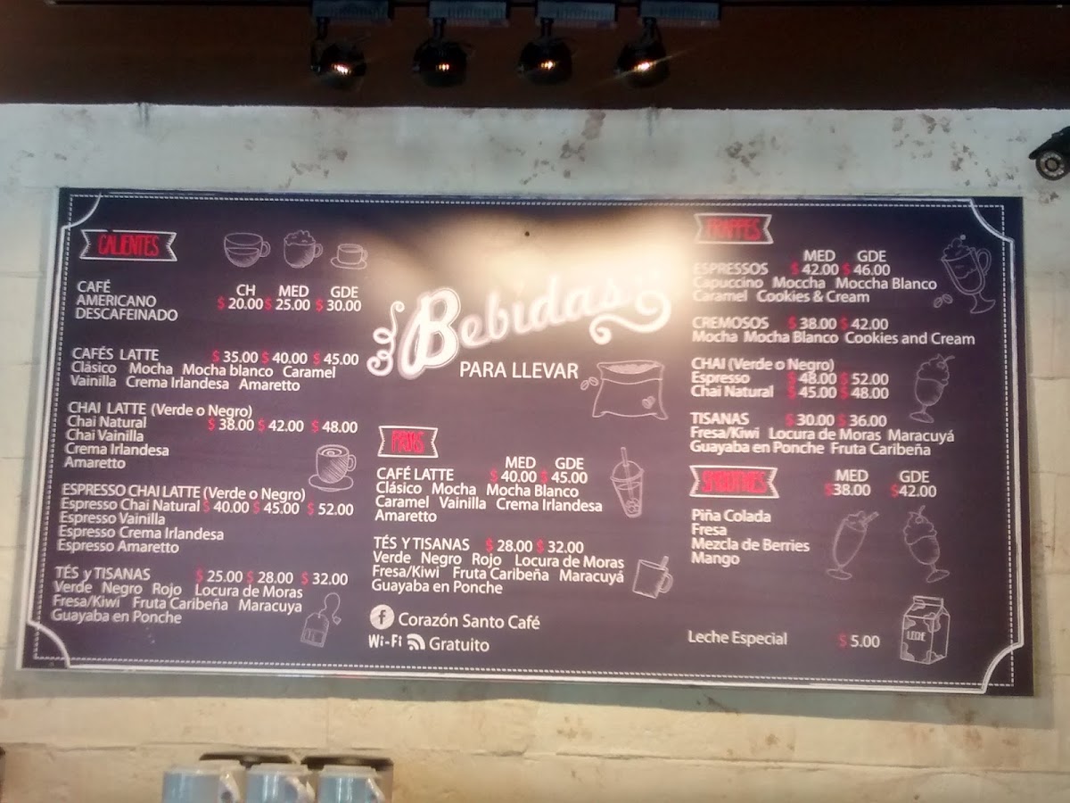 Holy Heart Coffee Menu