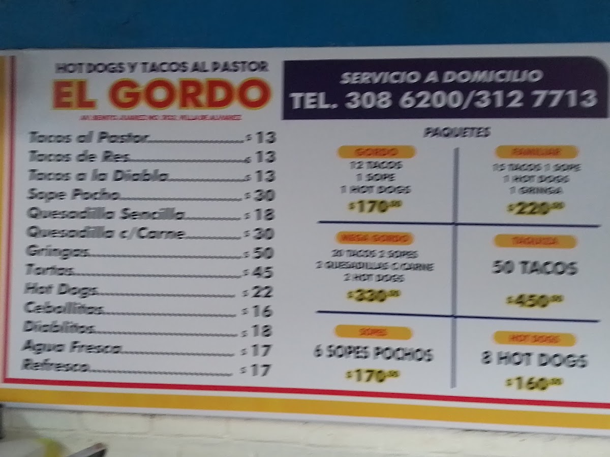 Hot Dogs Y Tacos Al Pastor El Gordo Menu Photo 3