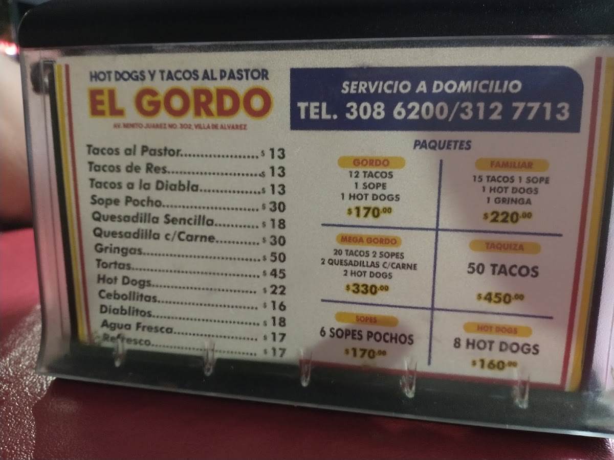Hot Dogs Y Tacos Al Pastor El Gordo Menu Photo 4