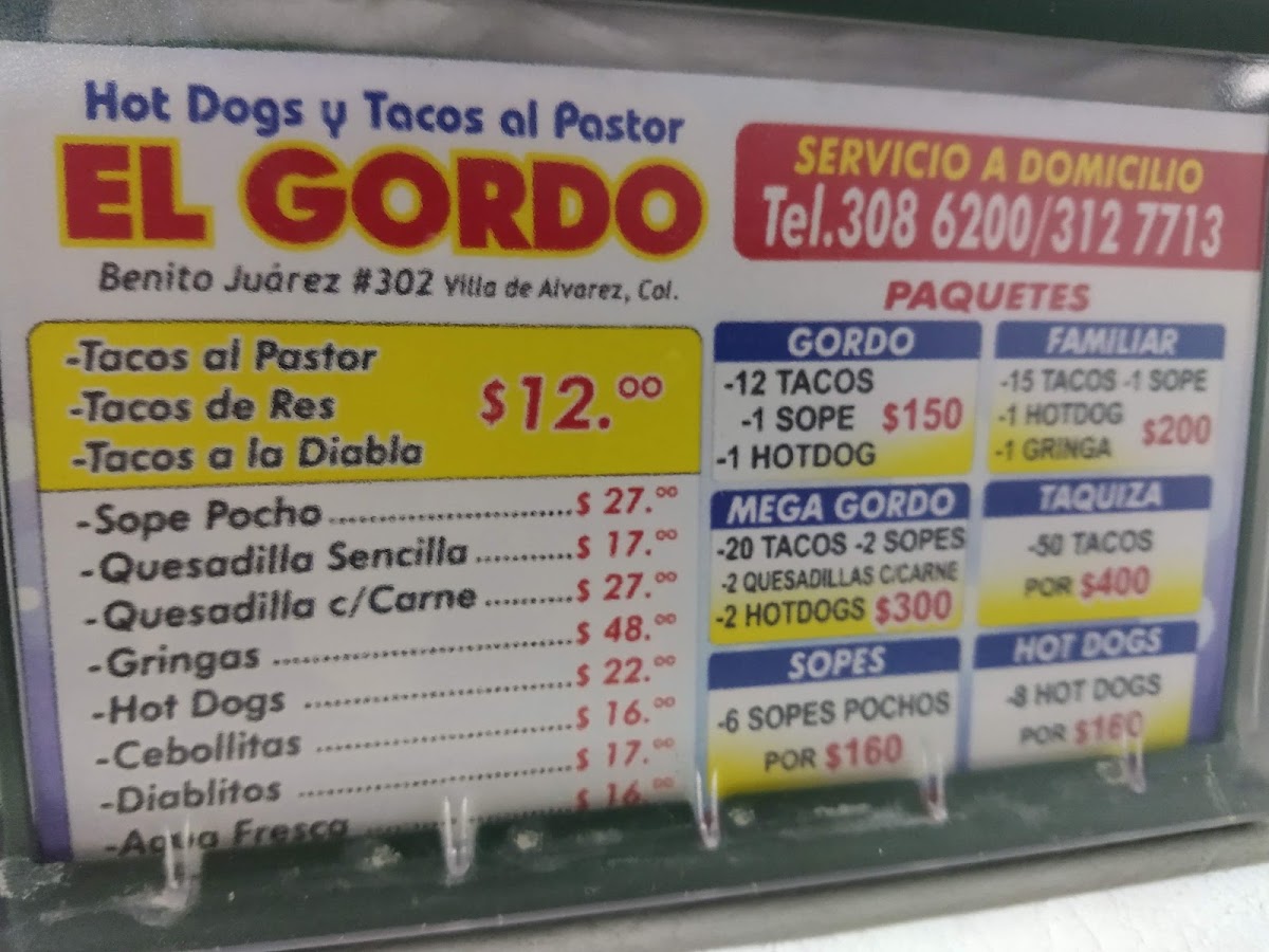 Hot Dogs Y Tacos Al Pastor El Gordo Menu Photo 7