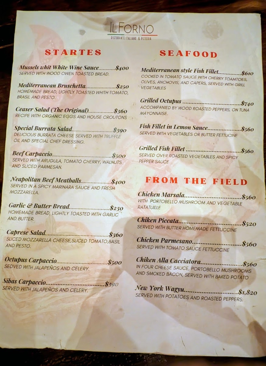 Il Forno Menu