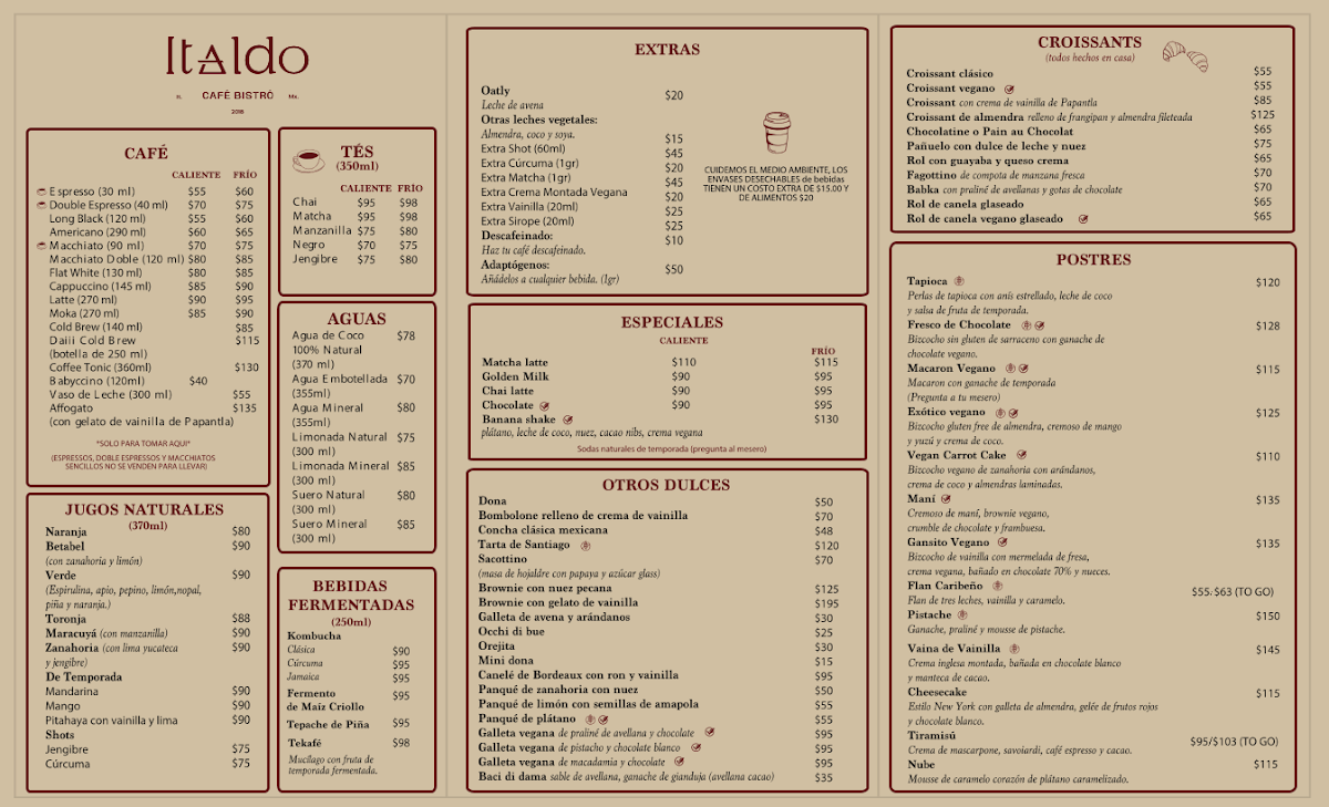 Italdo Café Bistro Menu