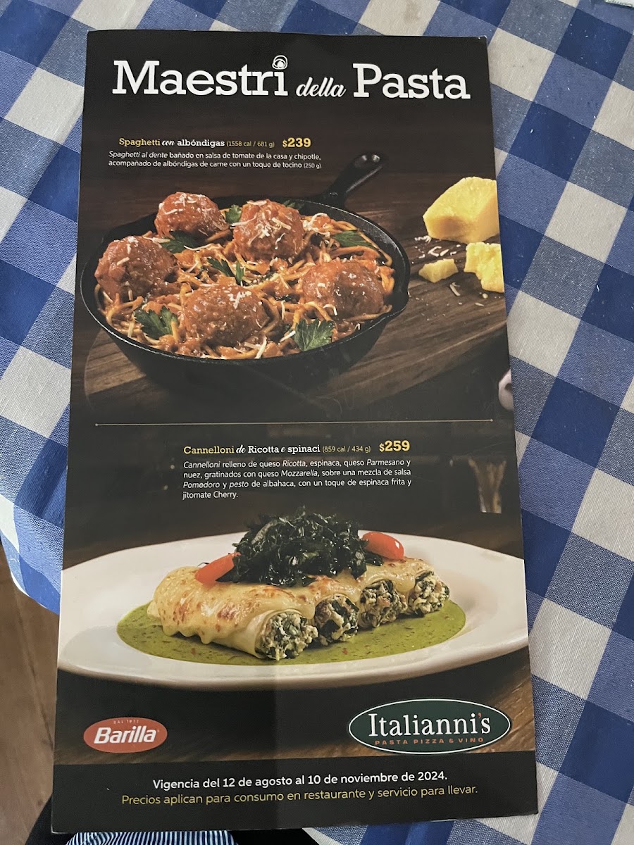 Italianni's Cd. Del Carmen Menu