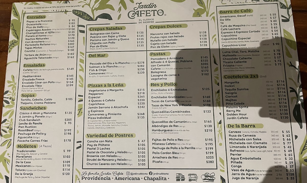 Jardin Cafeto La Americana Menu