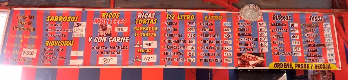 Johnny's Tacos De Cabeza Menu