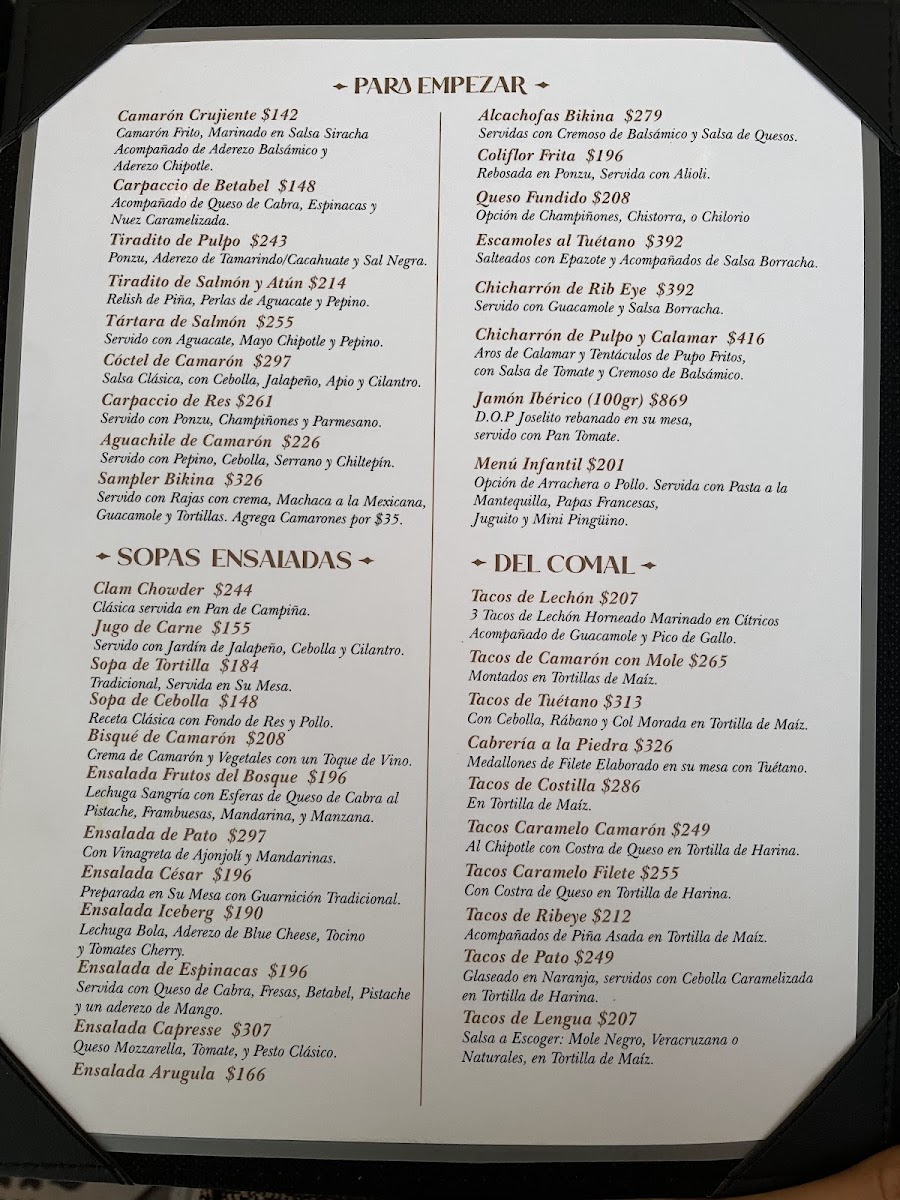 La Bikina Chihuahua Menu