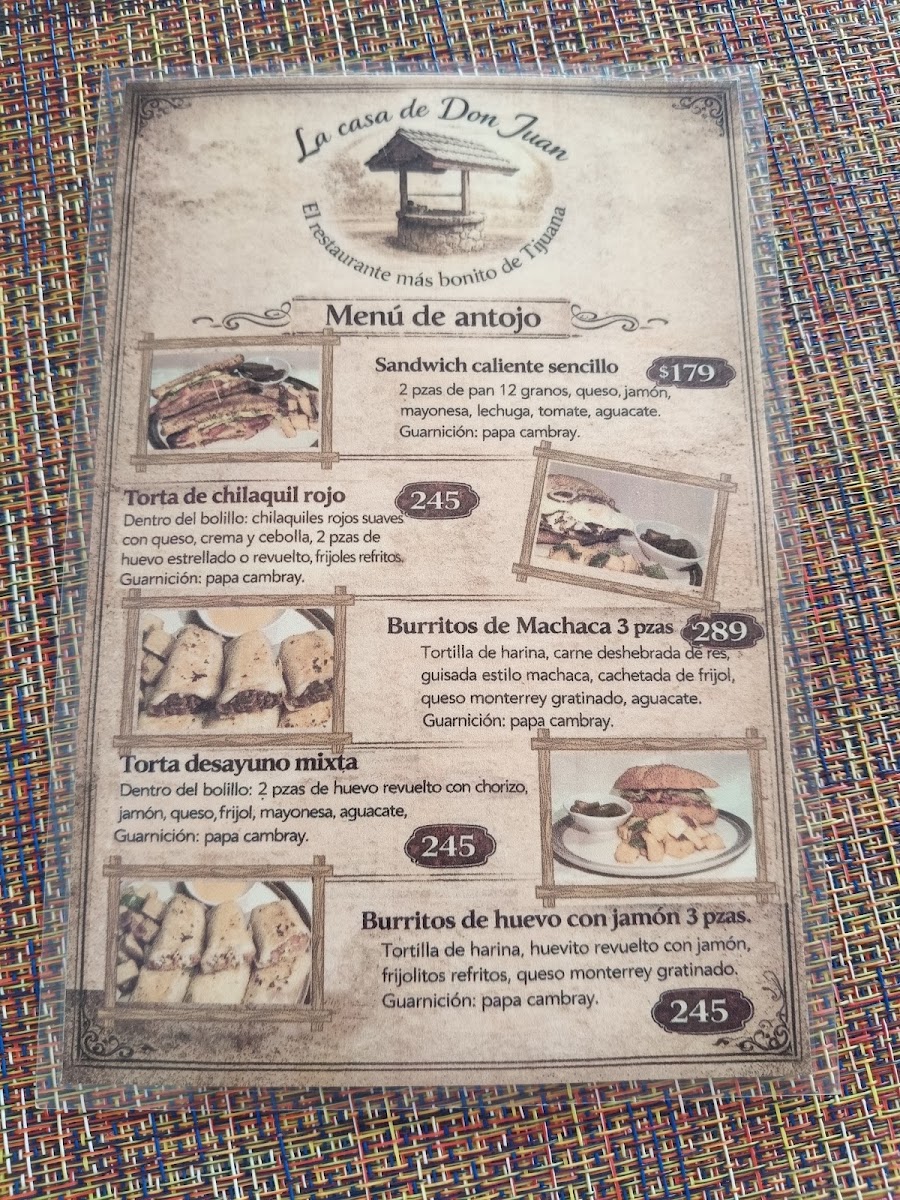 La Casa De Don Juan Menu
