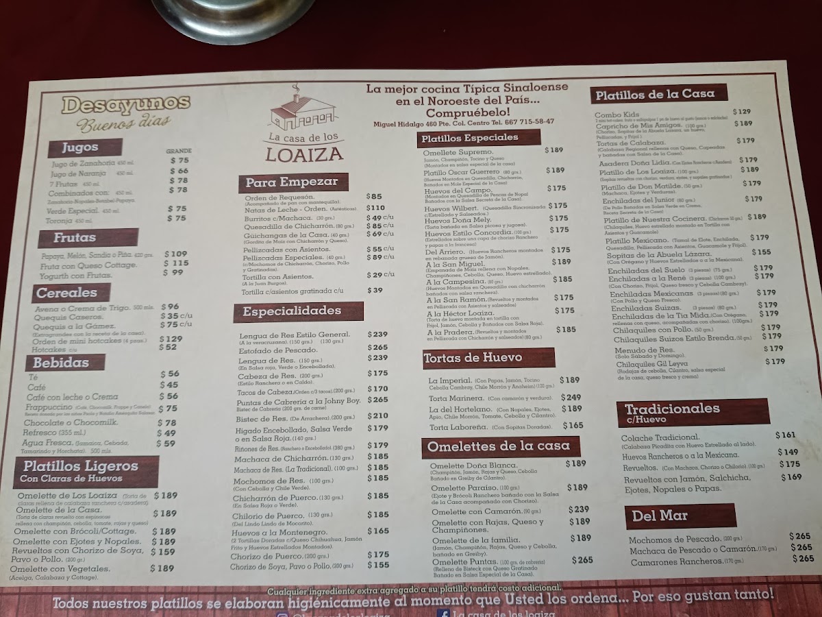 La Casa De Los Loaiza Menu Photo 2