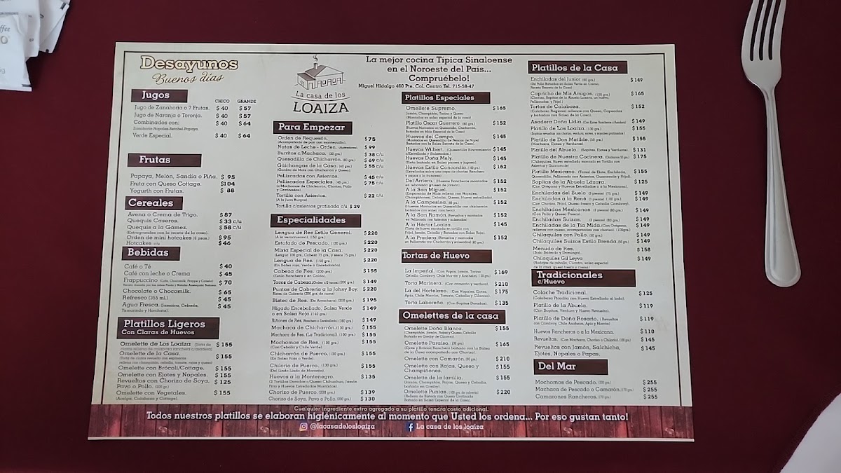 La Casa De Los Loaiza Menu Photo 3