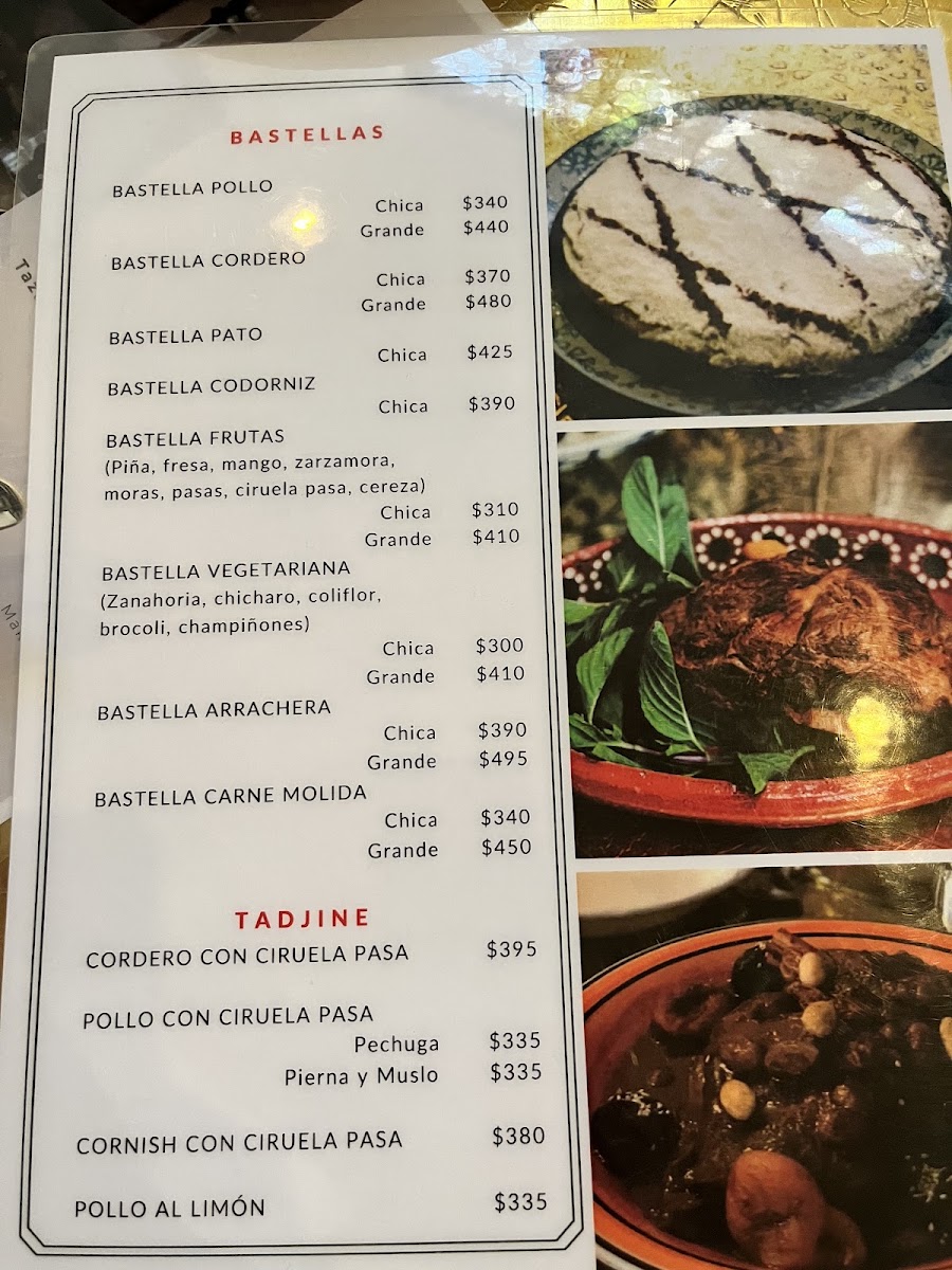 La Casbah Menu