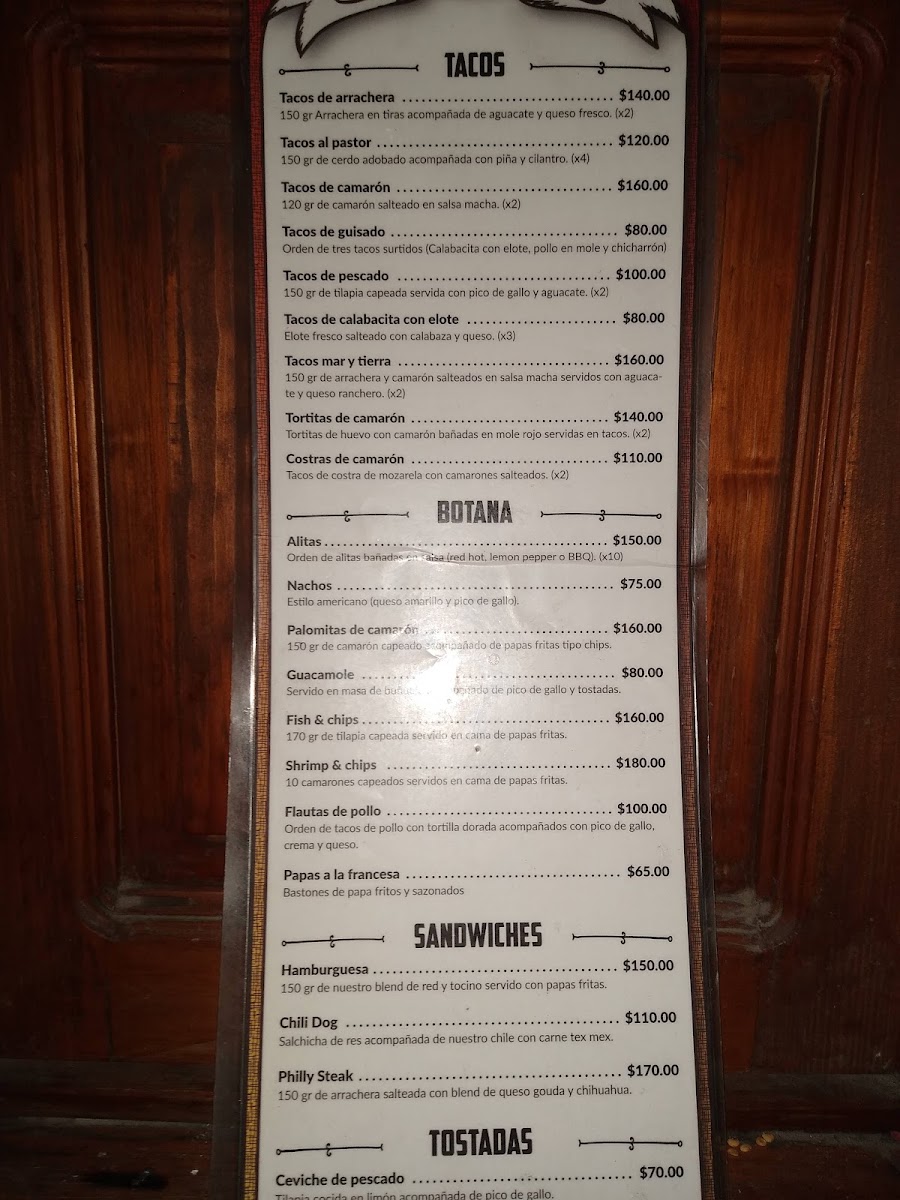 La Chula Menu