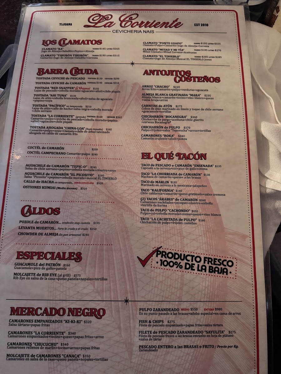 La Corriente Cevichería Nais Menu Photo 2