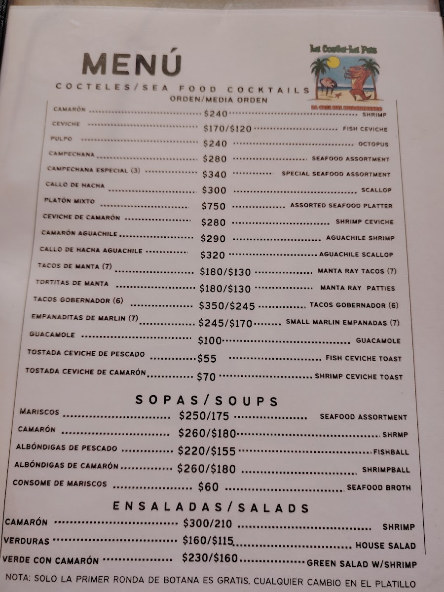 La Costa Menu