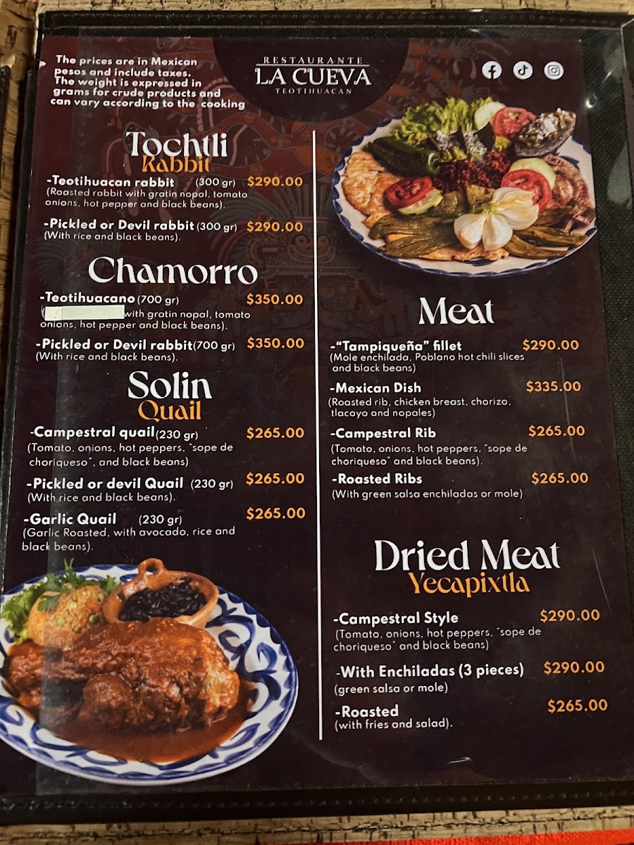 La Cueva Teotihuacan Menu Photo 3