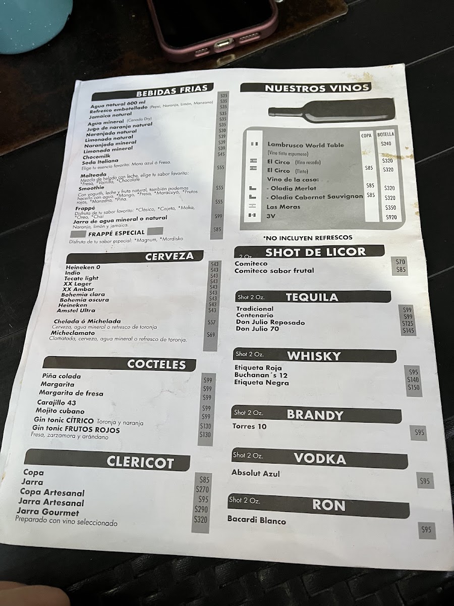 La Esquina De Belisario Menu