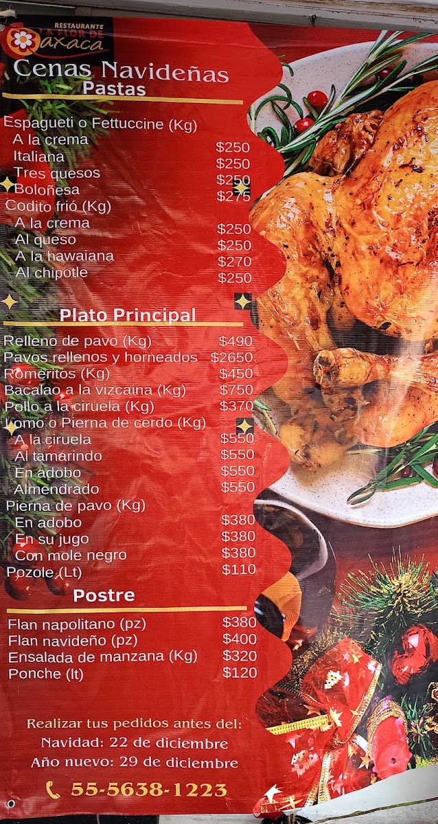 La Flor De Oaxaca Menu