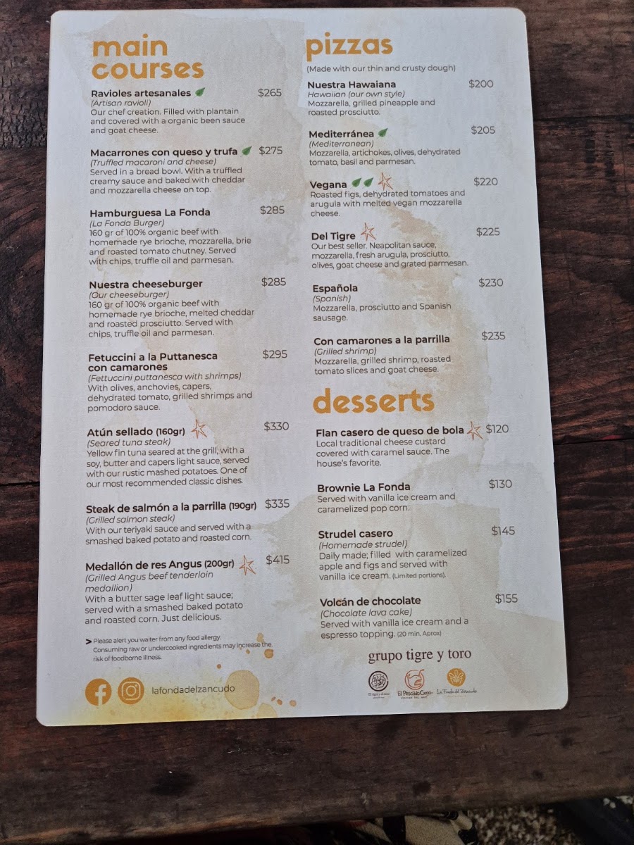 La Fonda del Zancudo Menu Photo 3