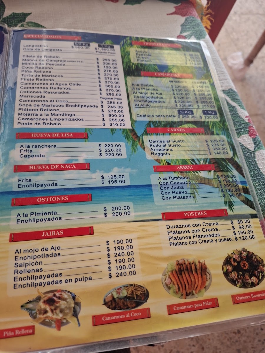 La Palapa De Tomas Menu