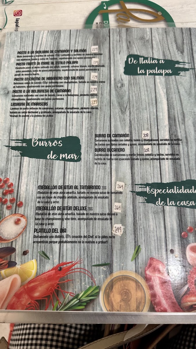 La Palapa Del Pacifico Y El Paisa Menu