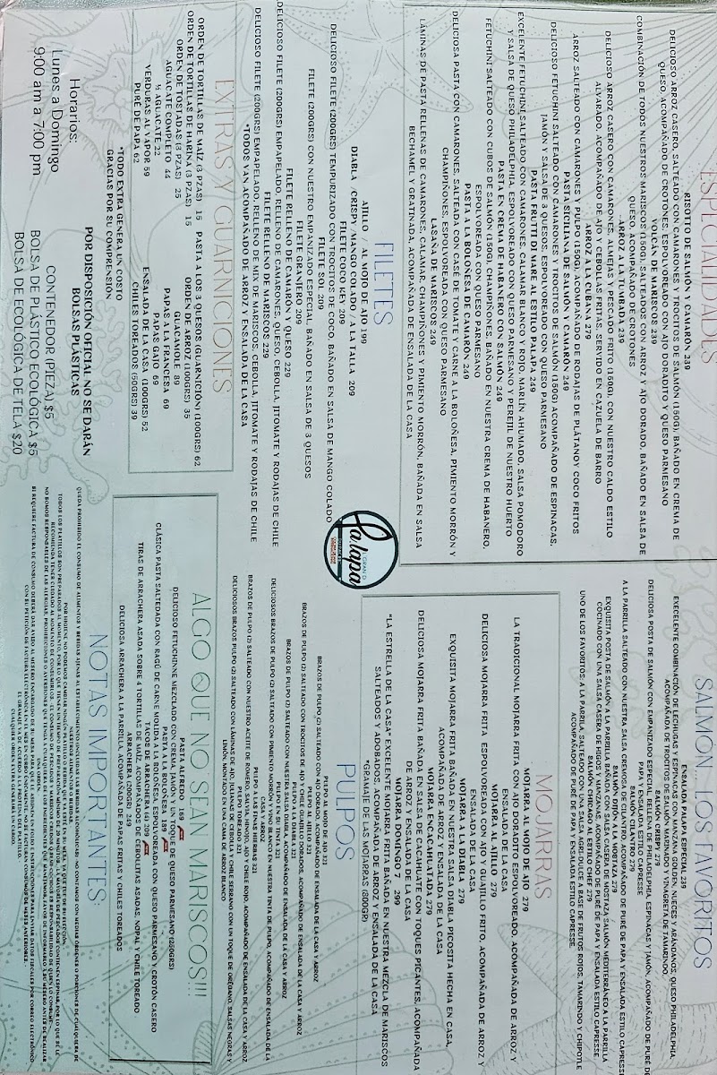 La Palapa Del Pacifico Y El Paisa Menu Photo 7