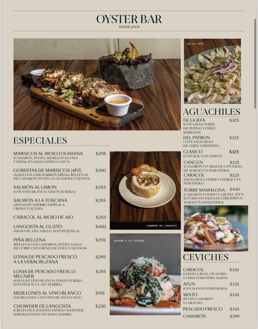 La Playita Restaurante Bar Cancún Menu