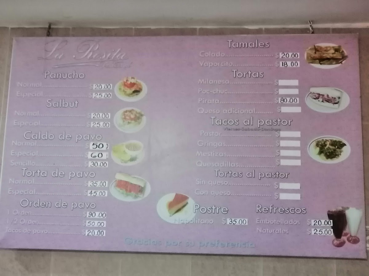 La Rosita Menu