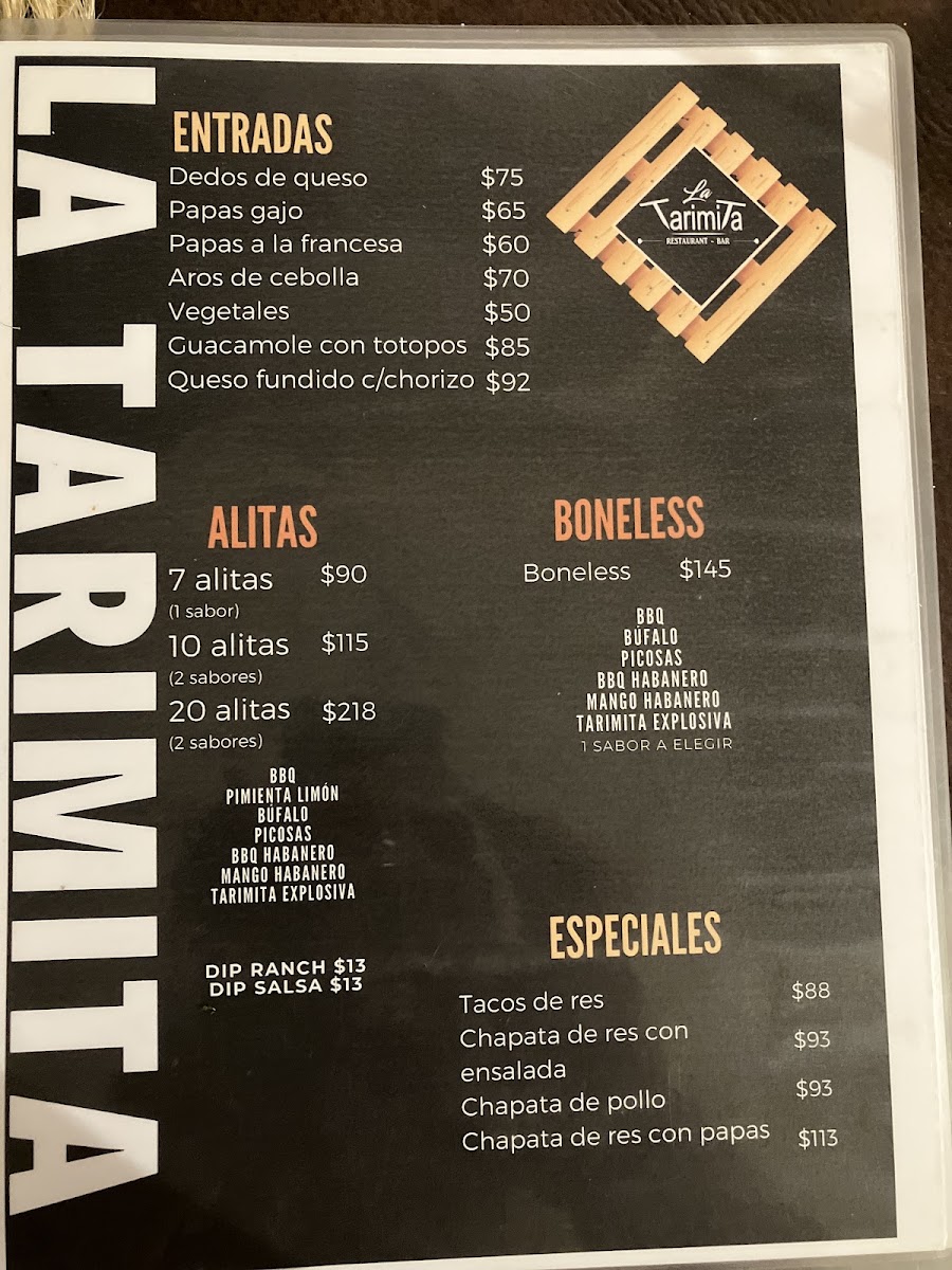 La Tarimita Menu