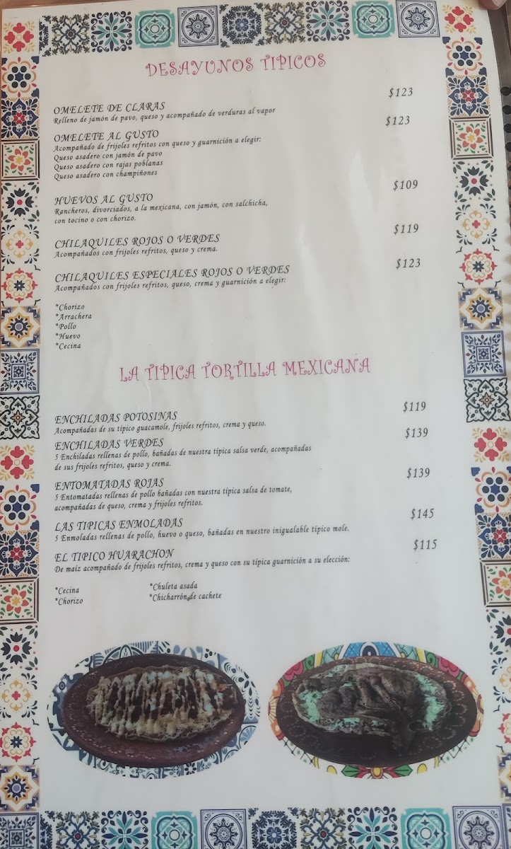 La Tipica Menu