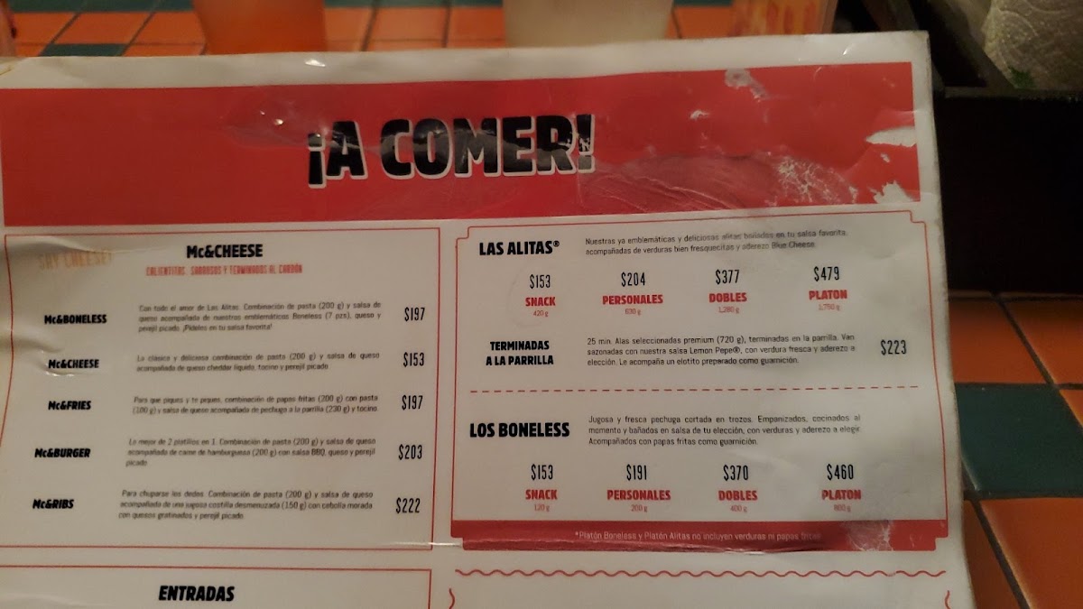 Las Alitas Ciudad Juarez Misiones Menu