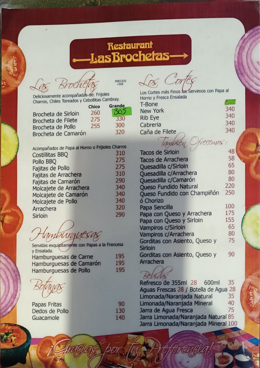 Las Brochetas Menu