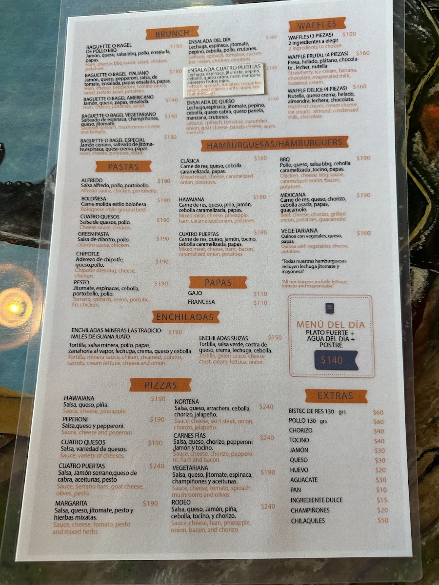 Las Cuatro Puertas Menu