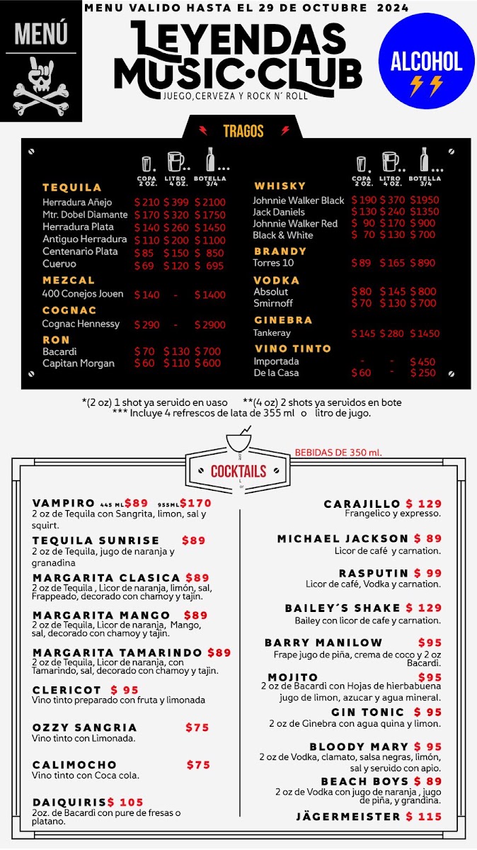Leyendas Music Club Menu Photo 3