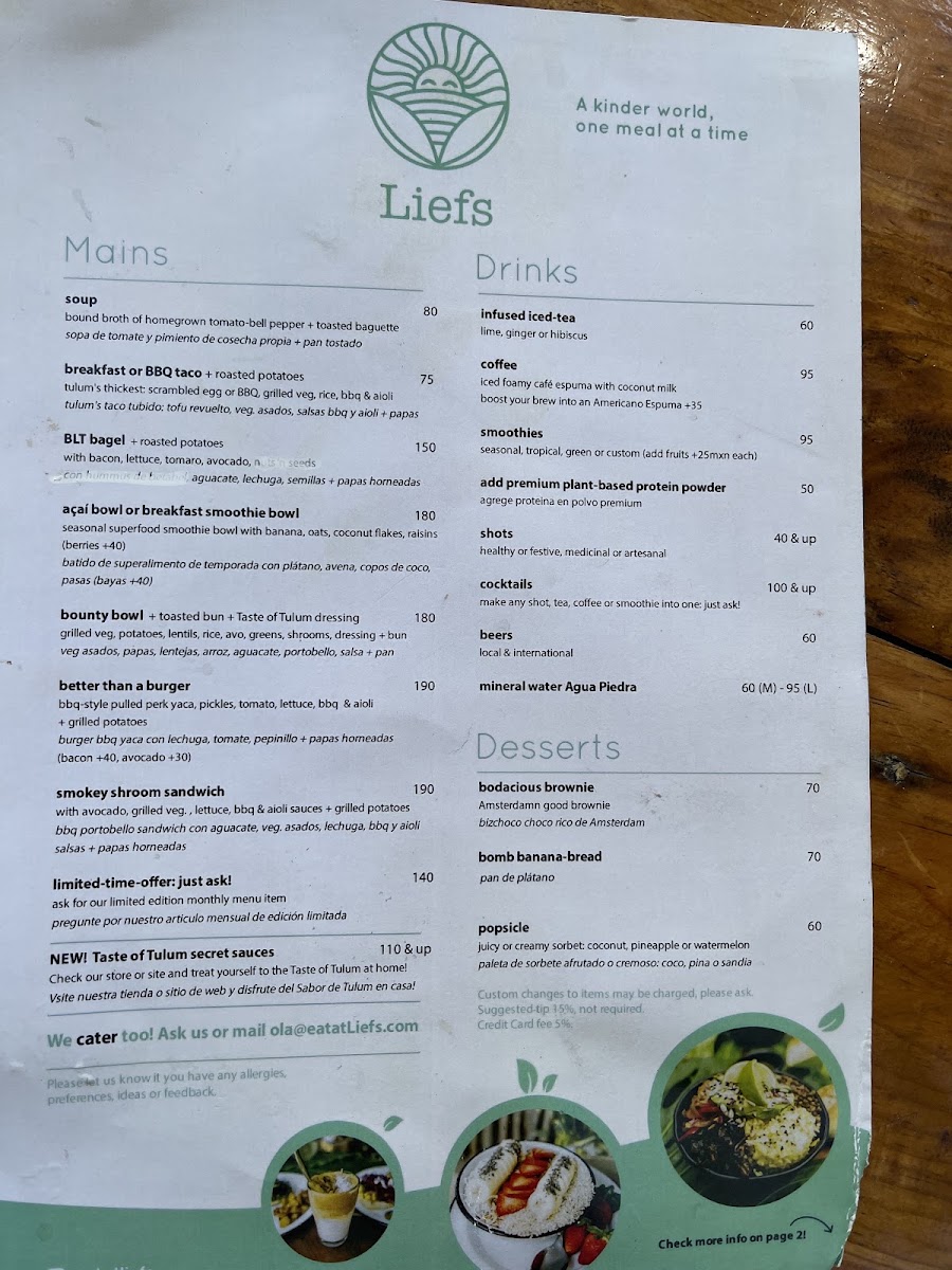 Liefs Tulum Menu Photo 5