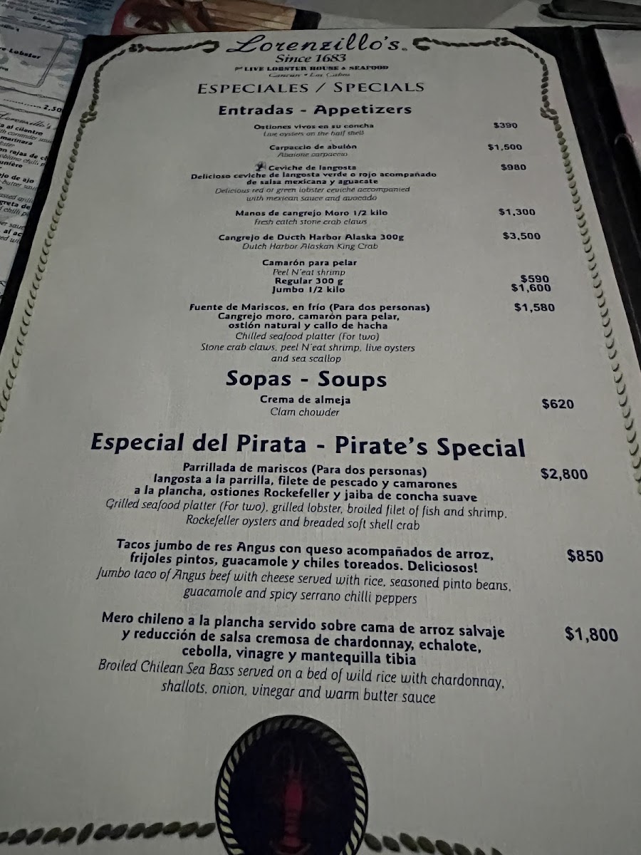 Lorenzillo's Menu