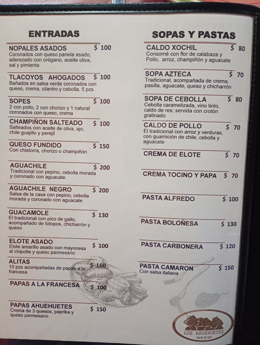 Los Ahuehuetes Menu