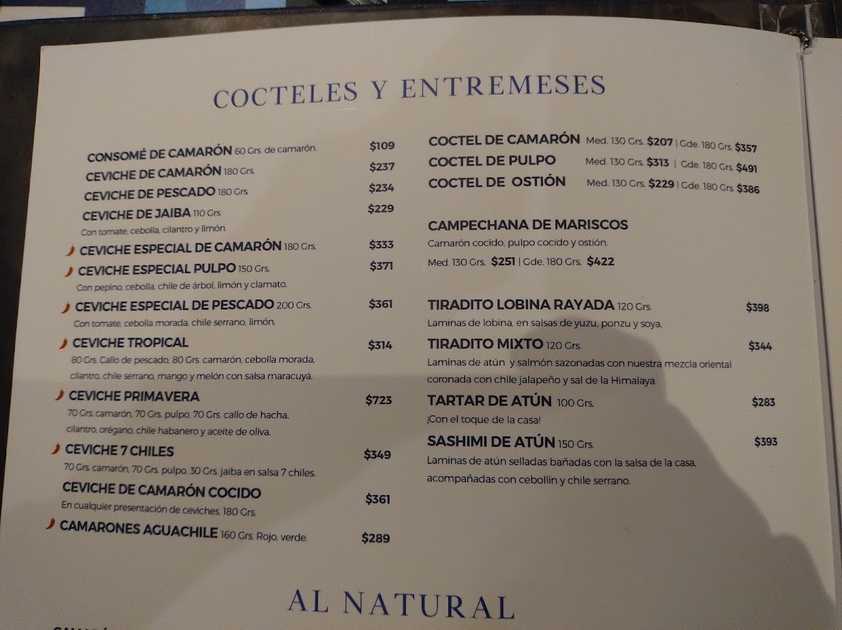 Los Arcos Menu