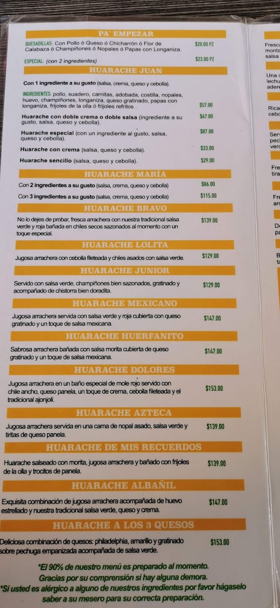Los Huaraches de Juan Menu Photo 10
