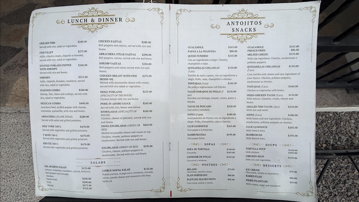Los Mandiles de Santa Lucia Menu