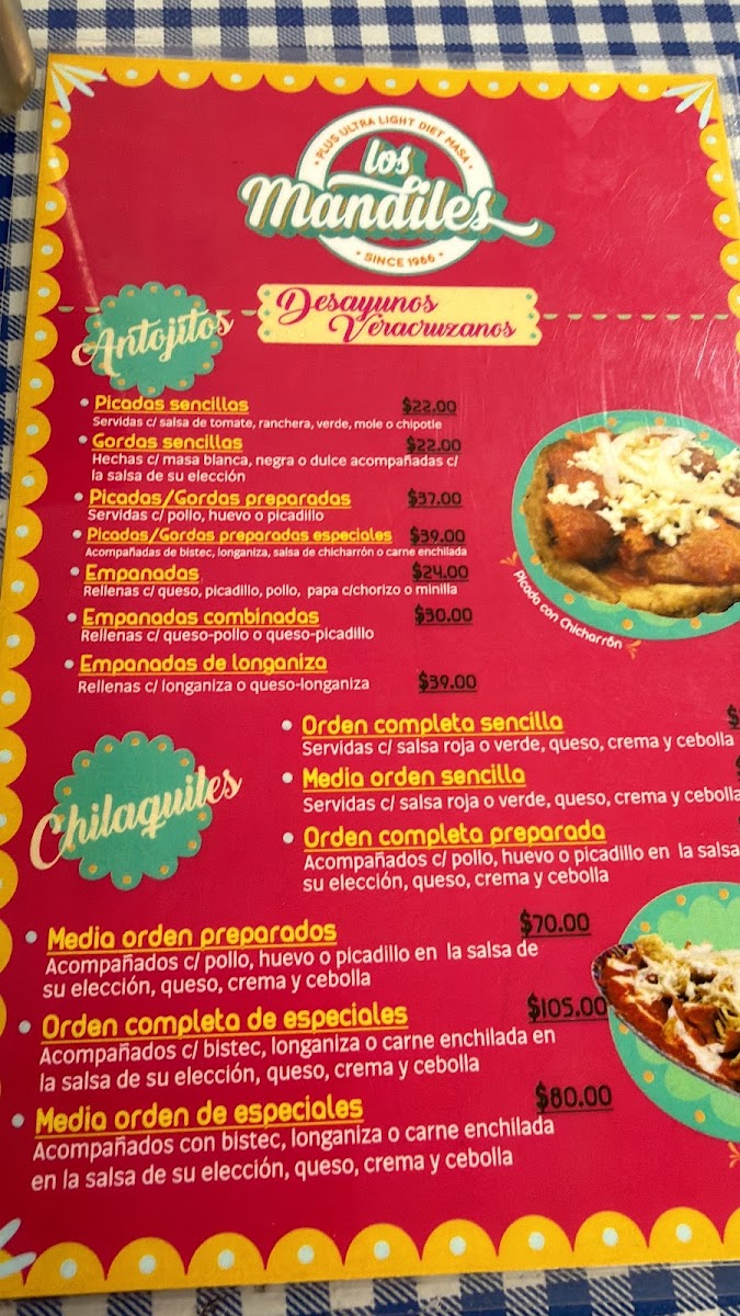 Los Mandiles Menu