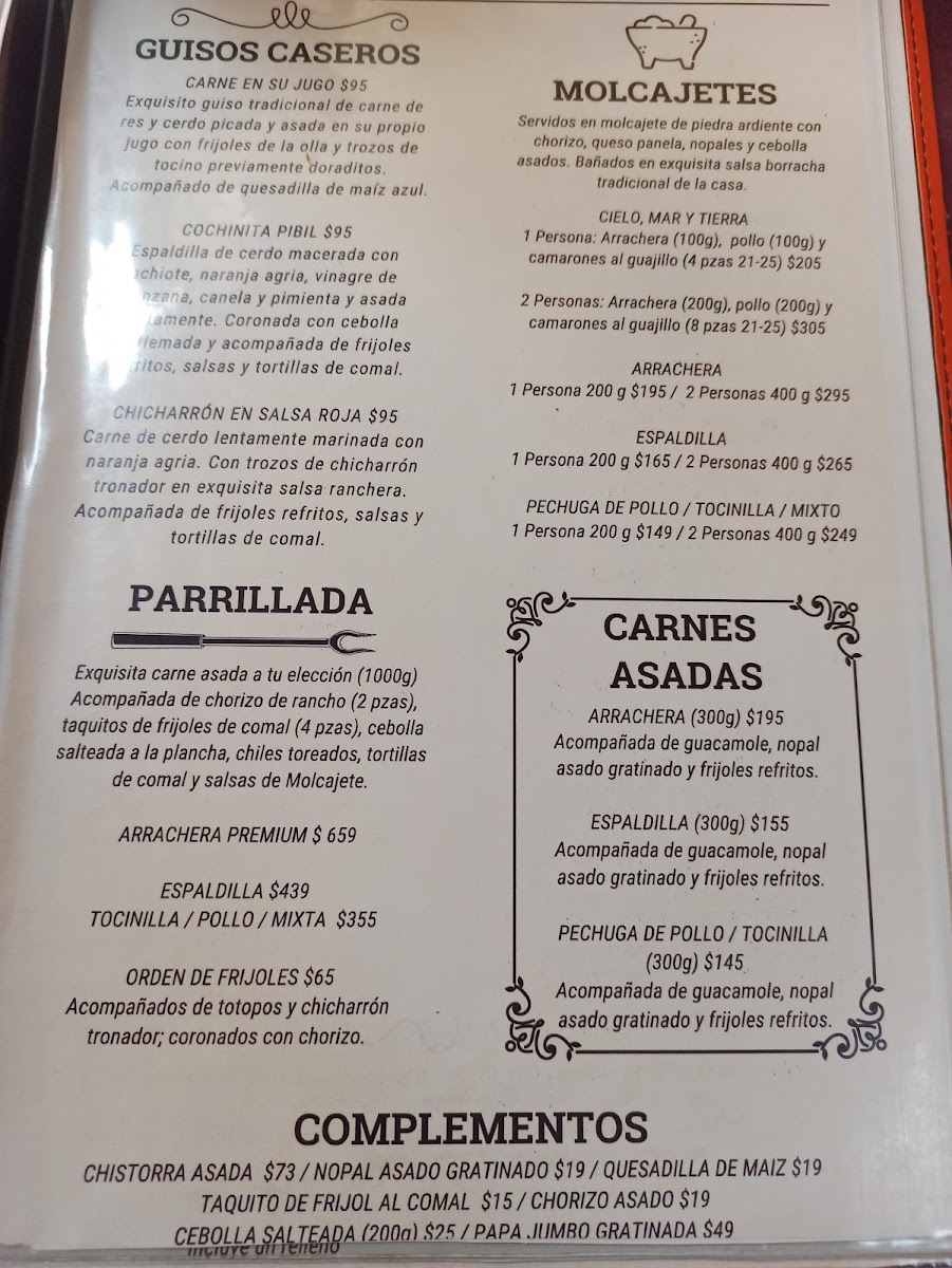 Los Molcajetes De Villa Menu