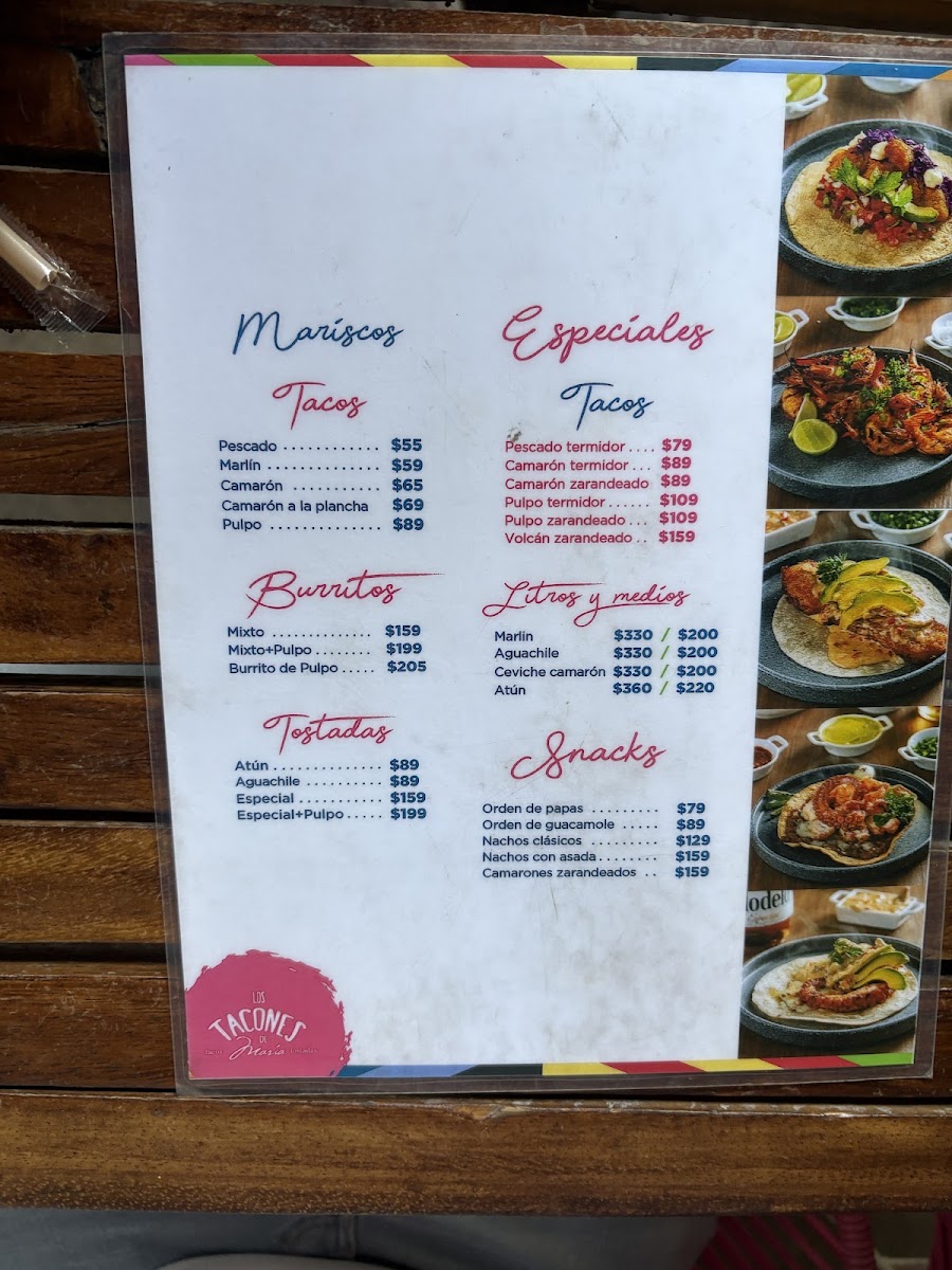 Los Tacones De Maria Menu